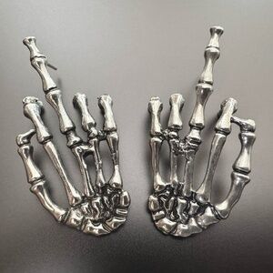 Give No Fuxxx Skeleton Earrings - Dolls Kill